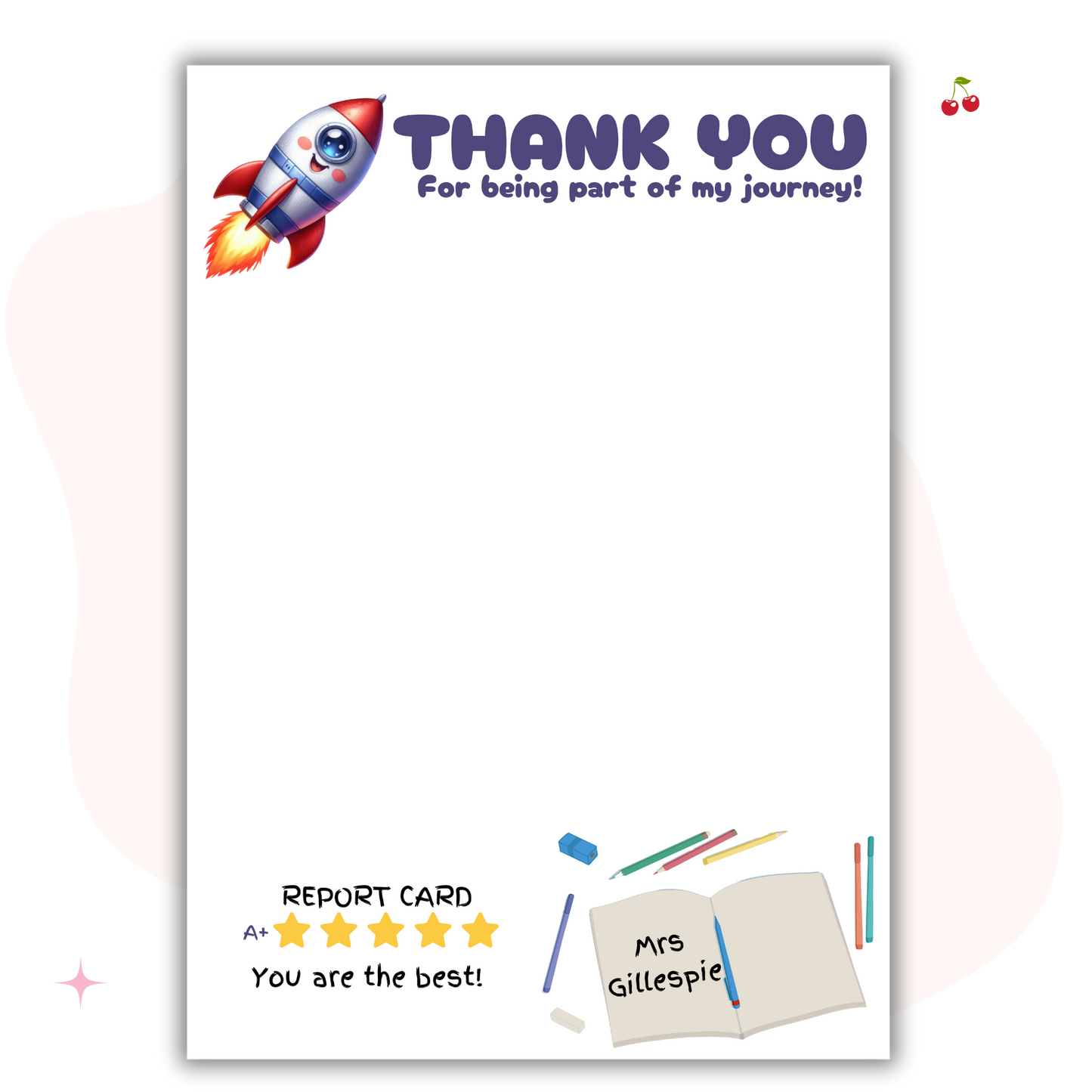 Personalised Teacher Gift Card Backers