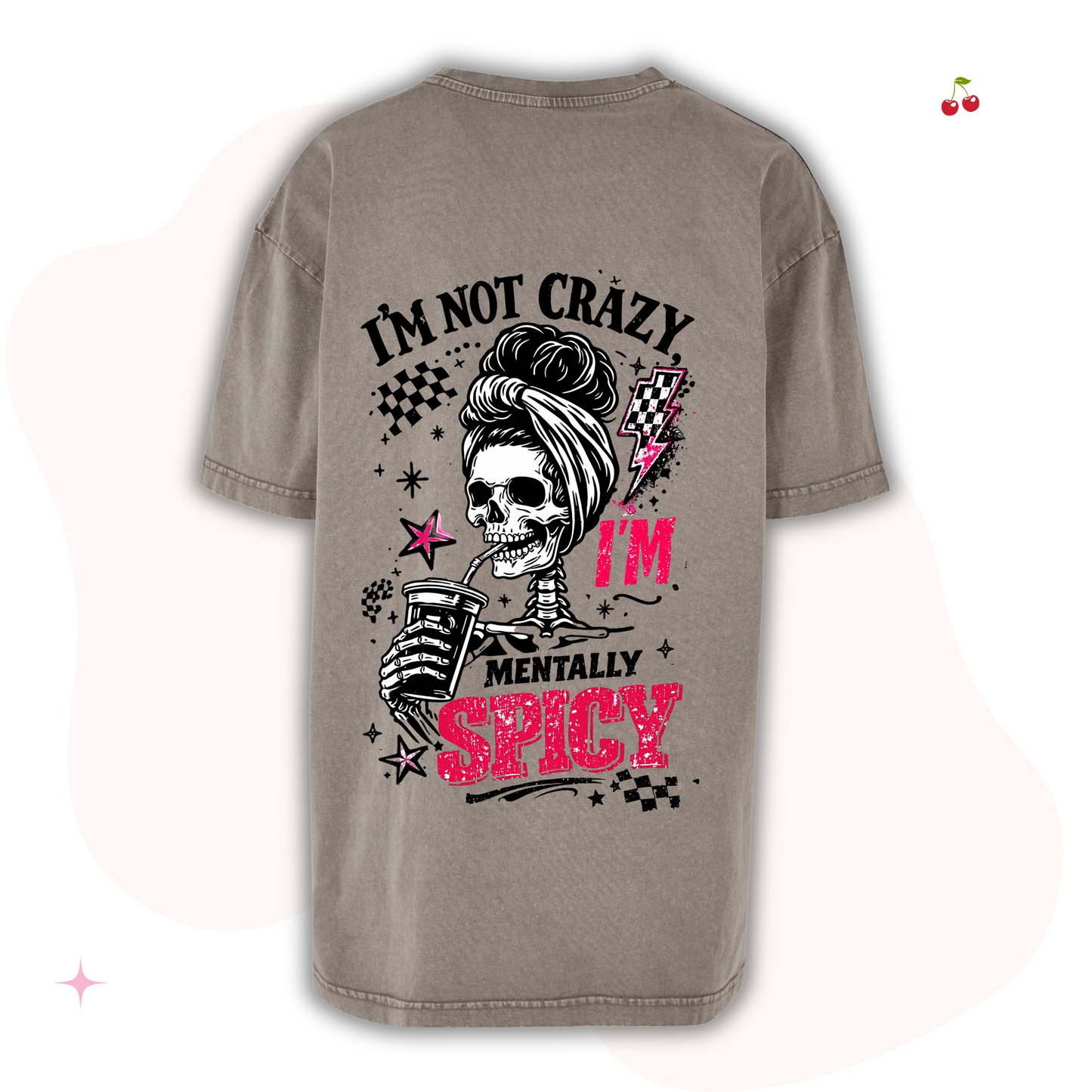 Mentally Spicy Adults Oversized Acid Wash T-Shirt