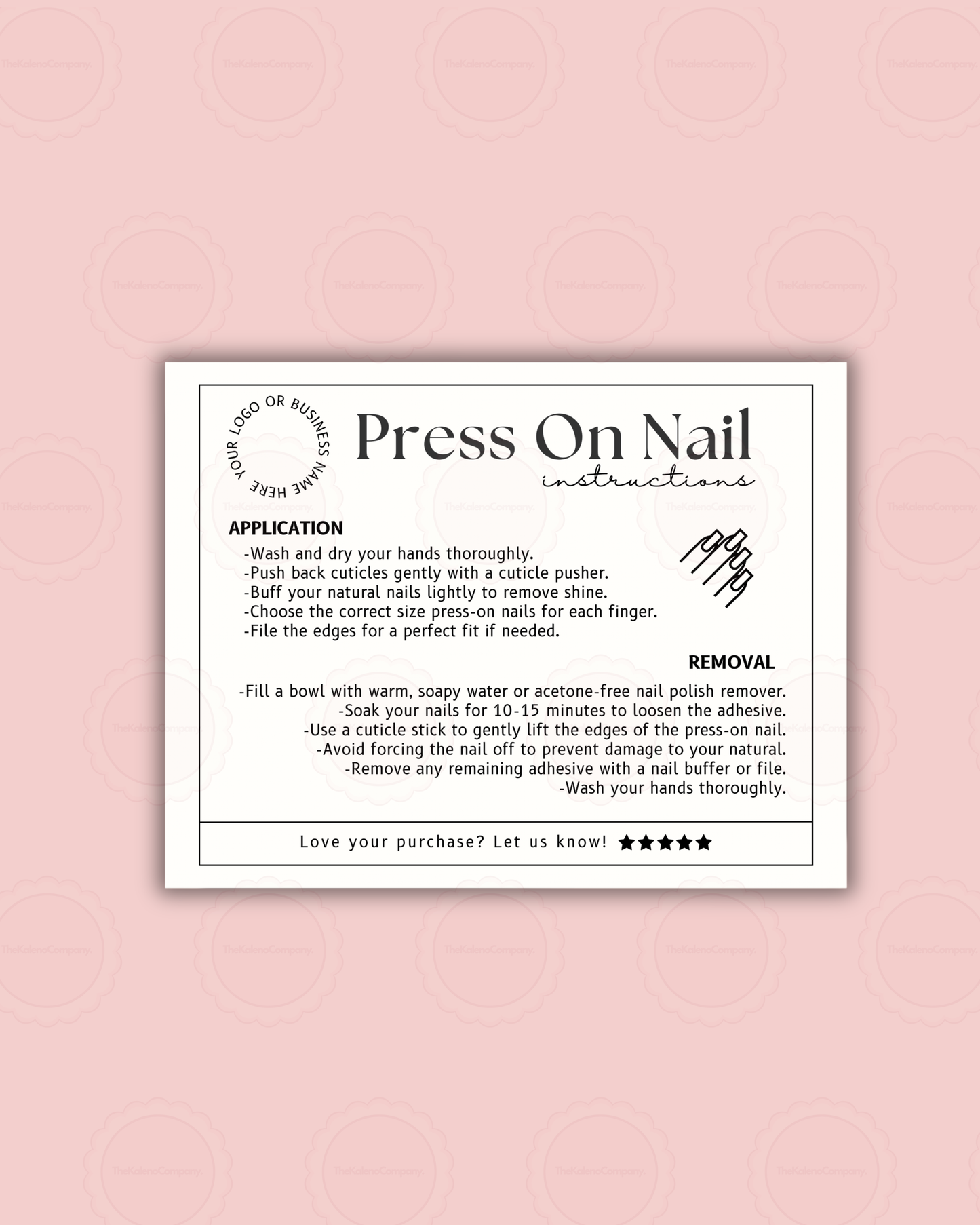 A6 Press on nails instruction cards