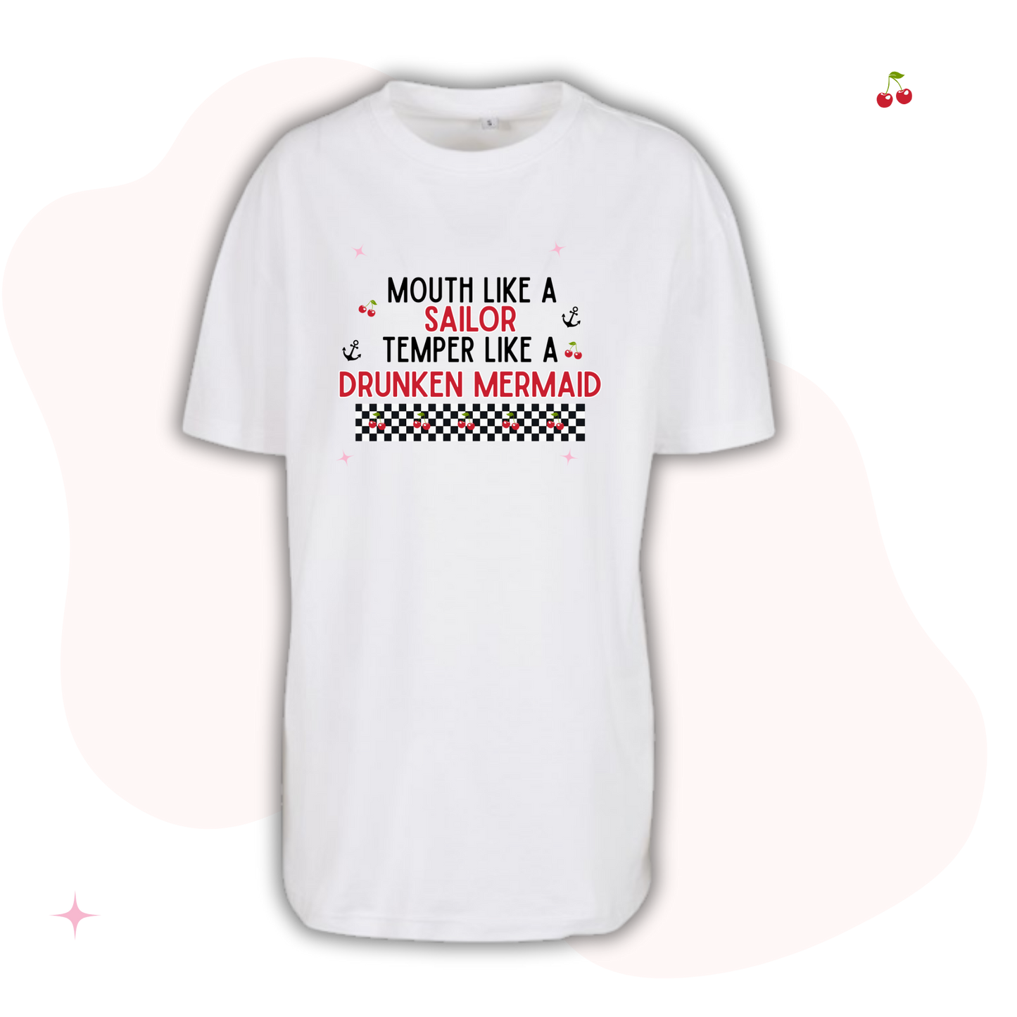 Mouth Like A Sailor Adults Oversized White T-Shirt