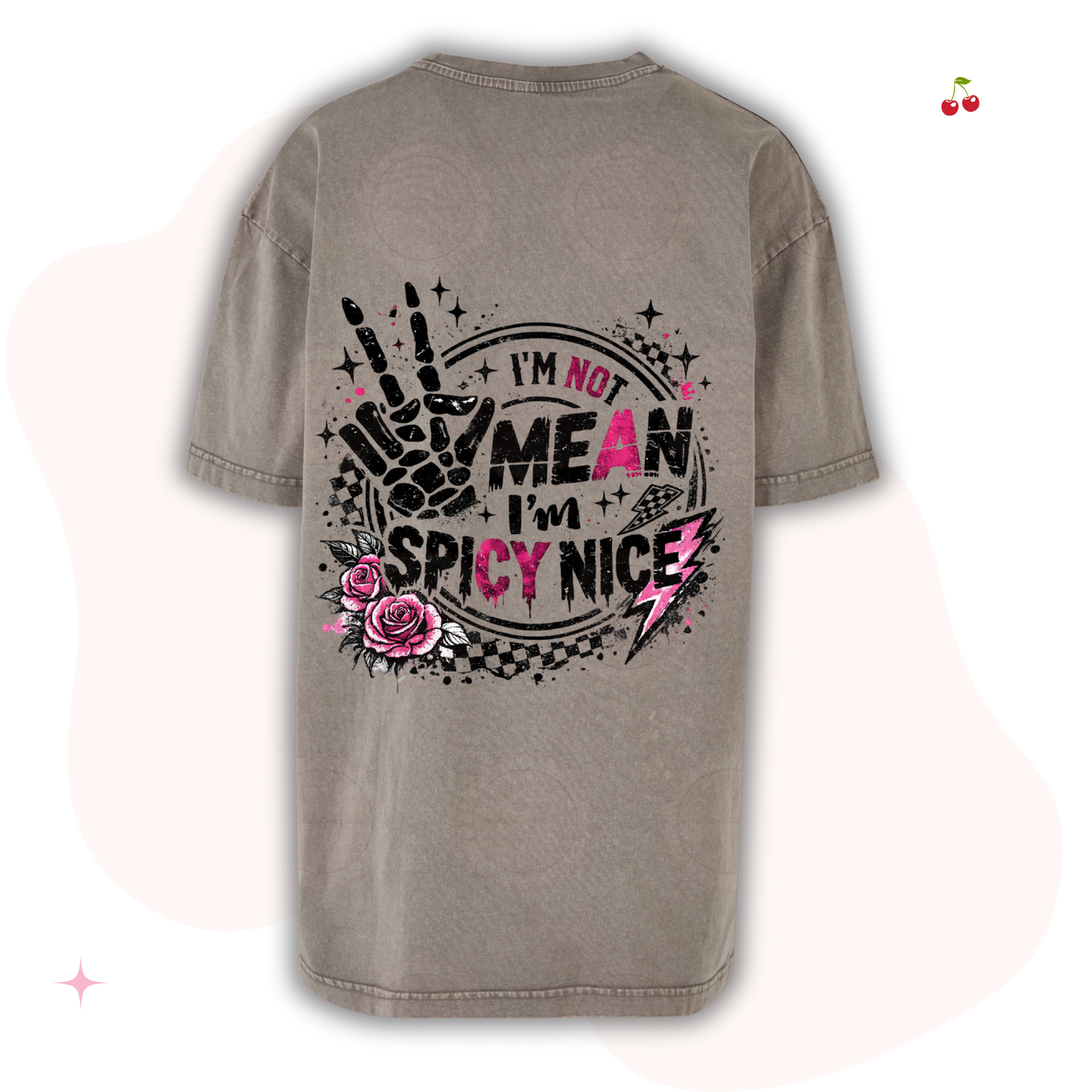 Spicy Nice Adults Oversized Acid Wash T-Shirt