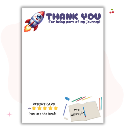 Personalised Teacher Gift Card Backers