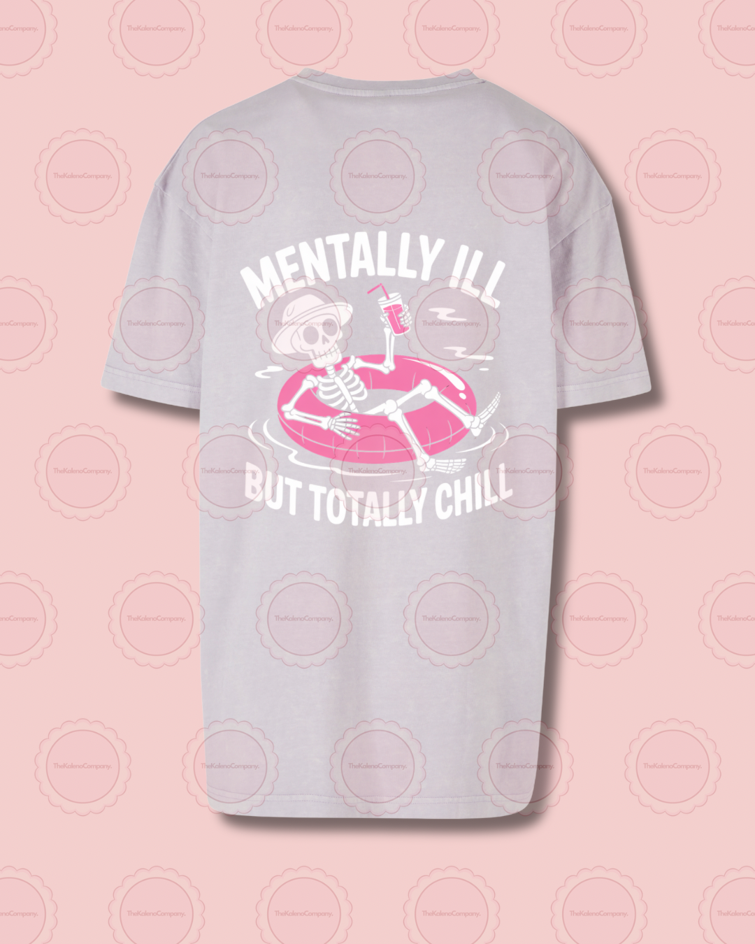 Mentaly Ill , but totally chill - Women’s oversized acid wash tee