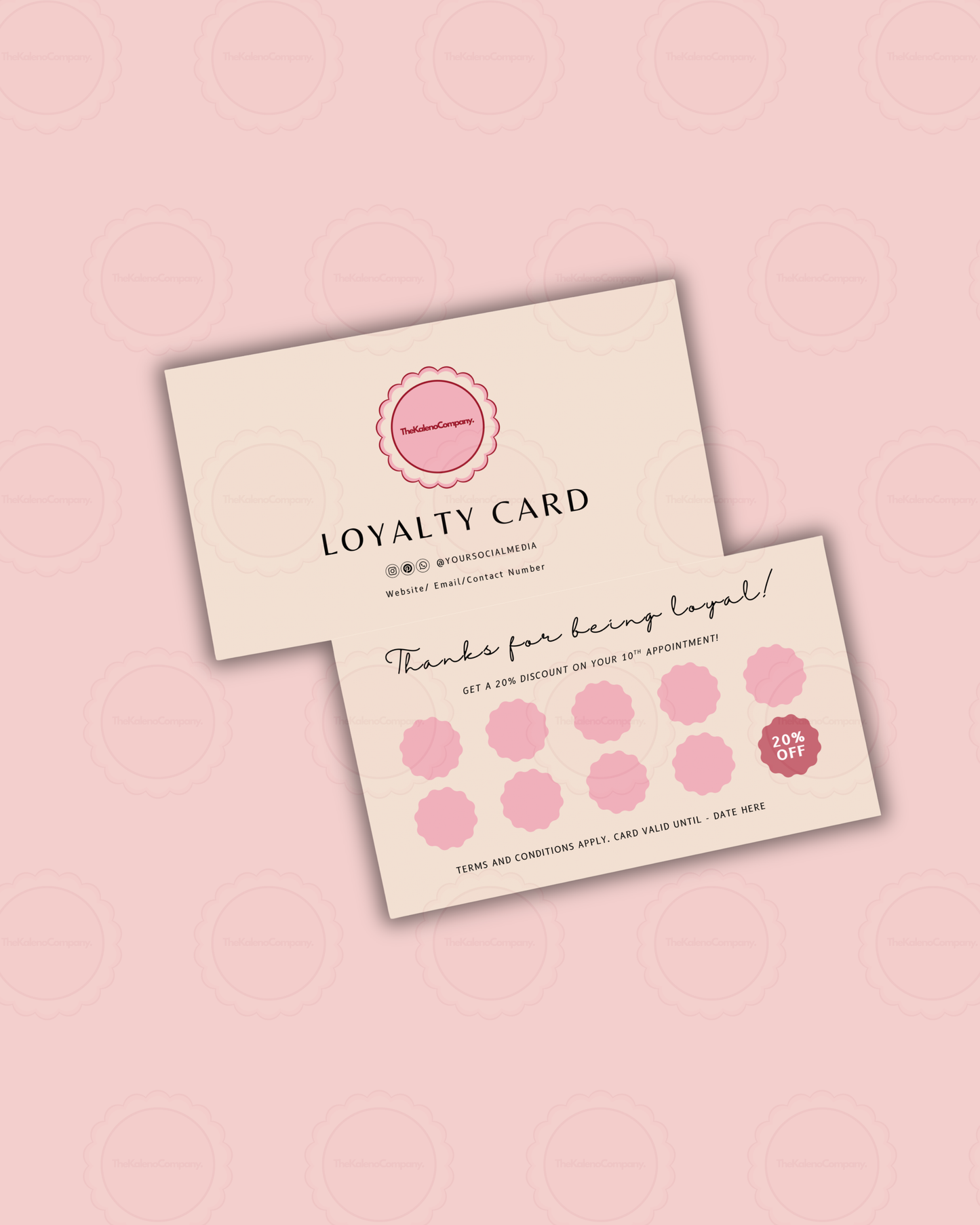 Peach & Pink Pre Made Loyalty Card
