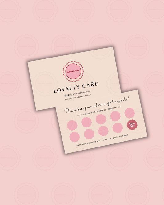 Peach & Pink Pre Made Loyalty Card