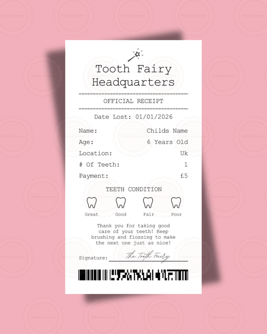 Tooth Fairy Receipt