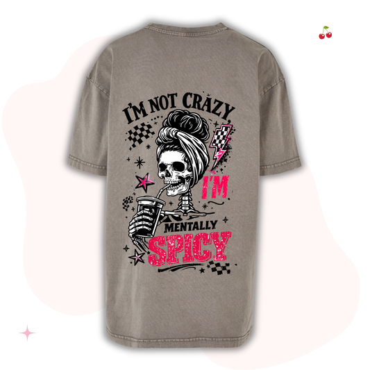 Mentally Spicy Adults Oversized Acid Wash T-Shirt