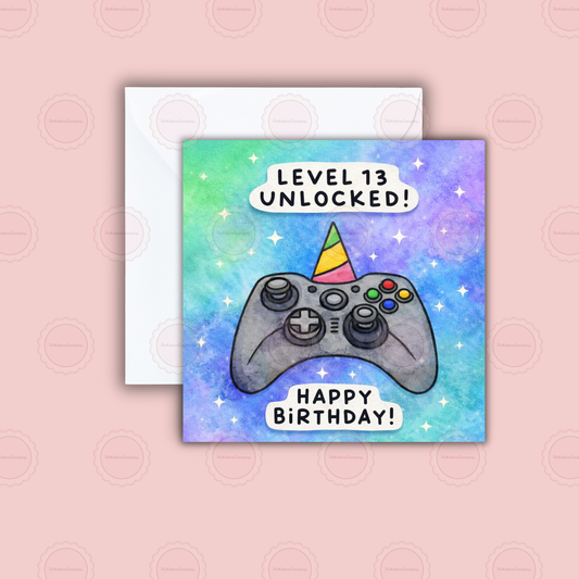 Milestone Teenager Level 13 Unlocked Gamer Birthday Card