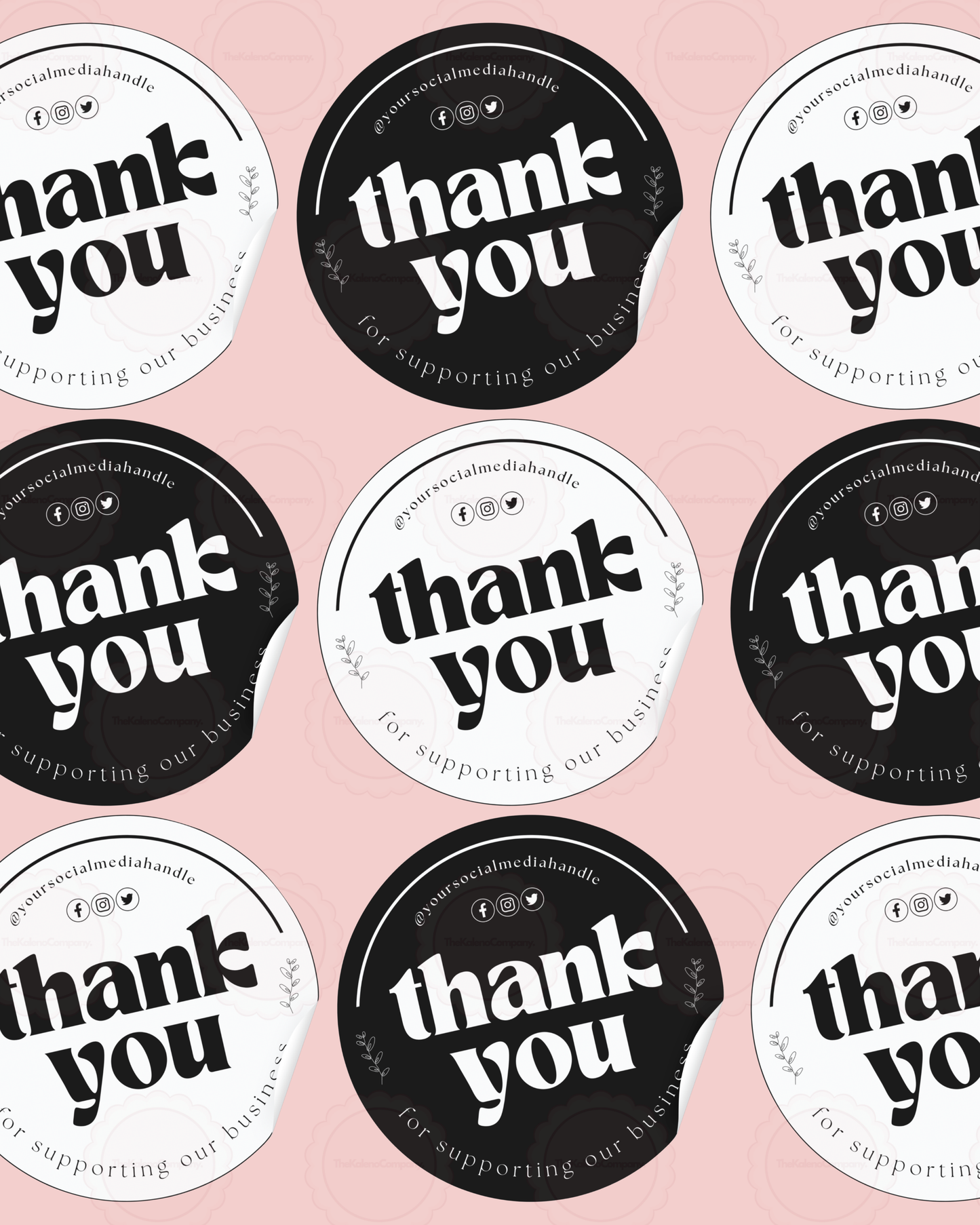 B&W Thank You Sticker Sheet