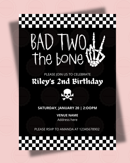 Bad Two The Bone Birthday Invite