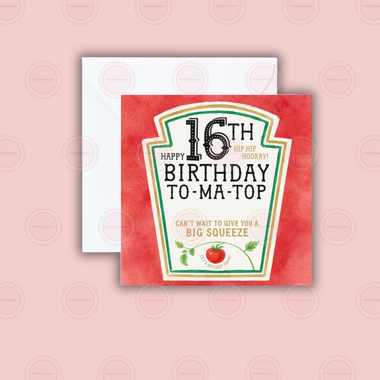 Milestone -  16th Funny Ketchup Pun Birthday Card