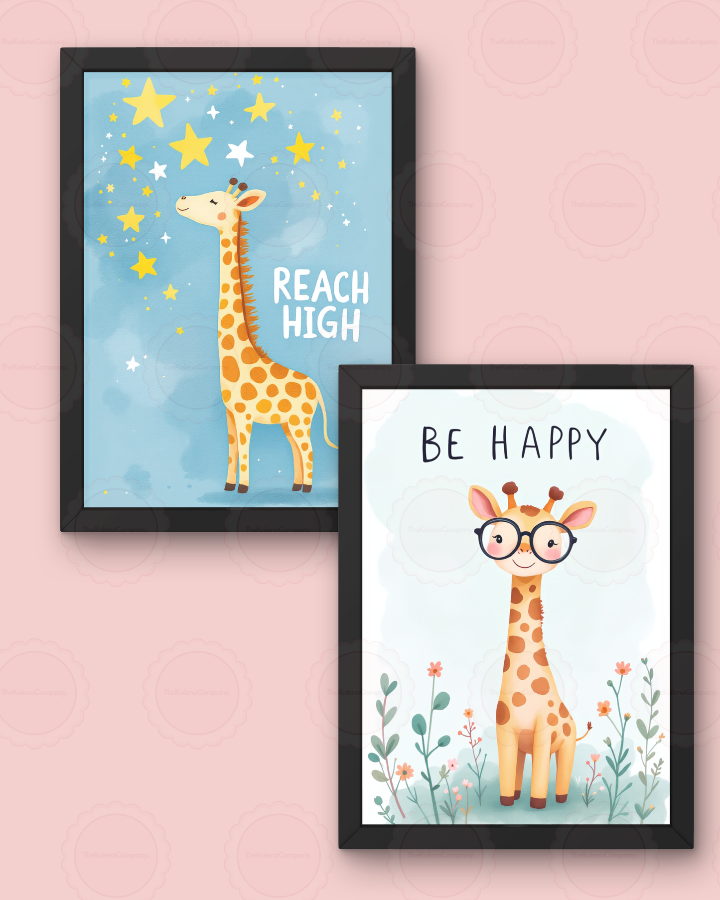 Set of 2 Giraffe Nursery prints