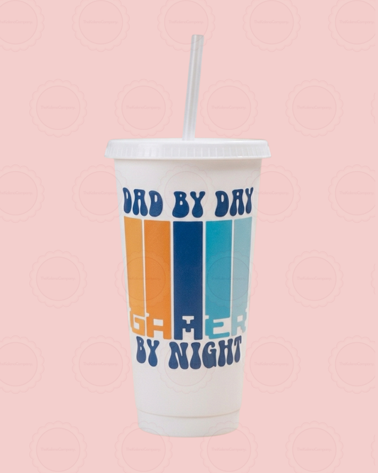 Dad by day, gamer by night 24oz White Cold Cup