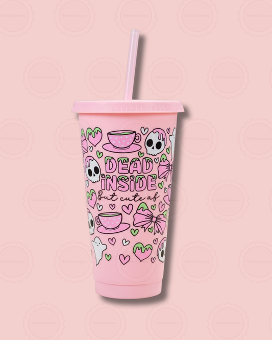 Dead Inside 24oz Pink Cold Cup