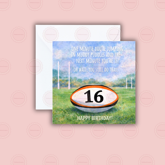Milestone -  16th Rugby Birthday Card