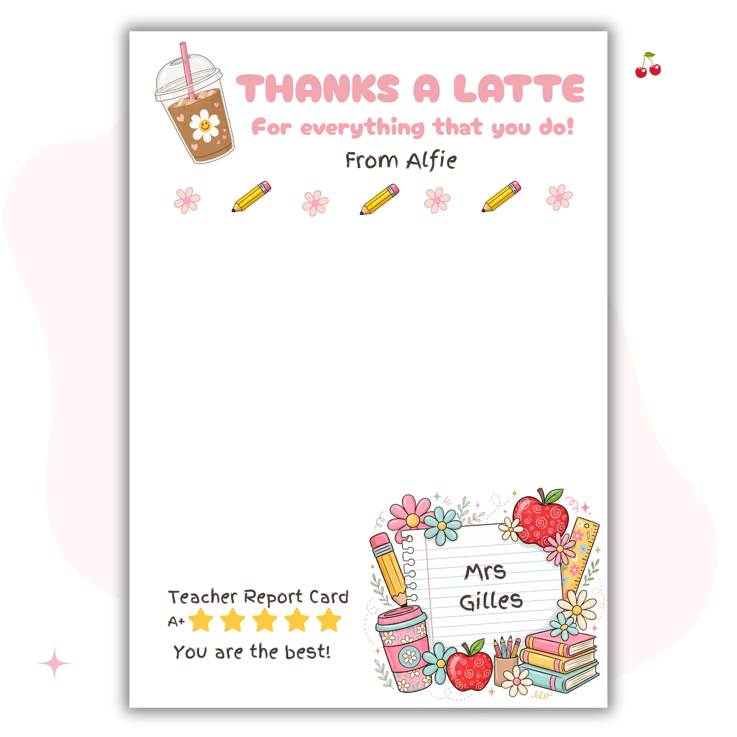 Personalised Teacher Gift Card Backers