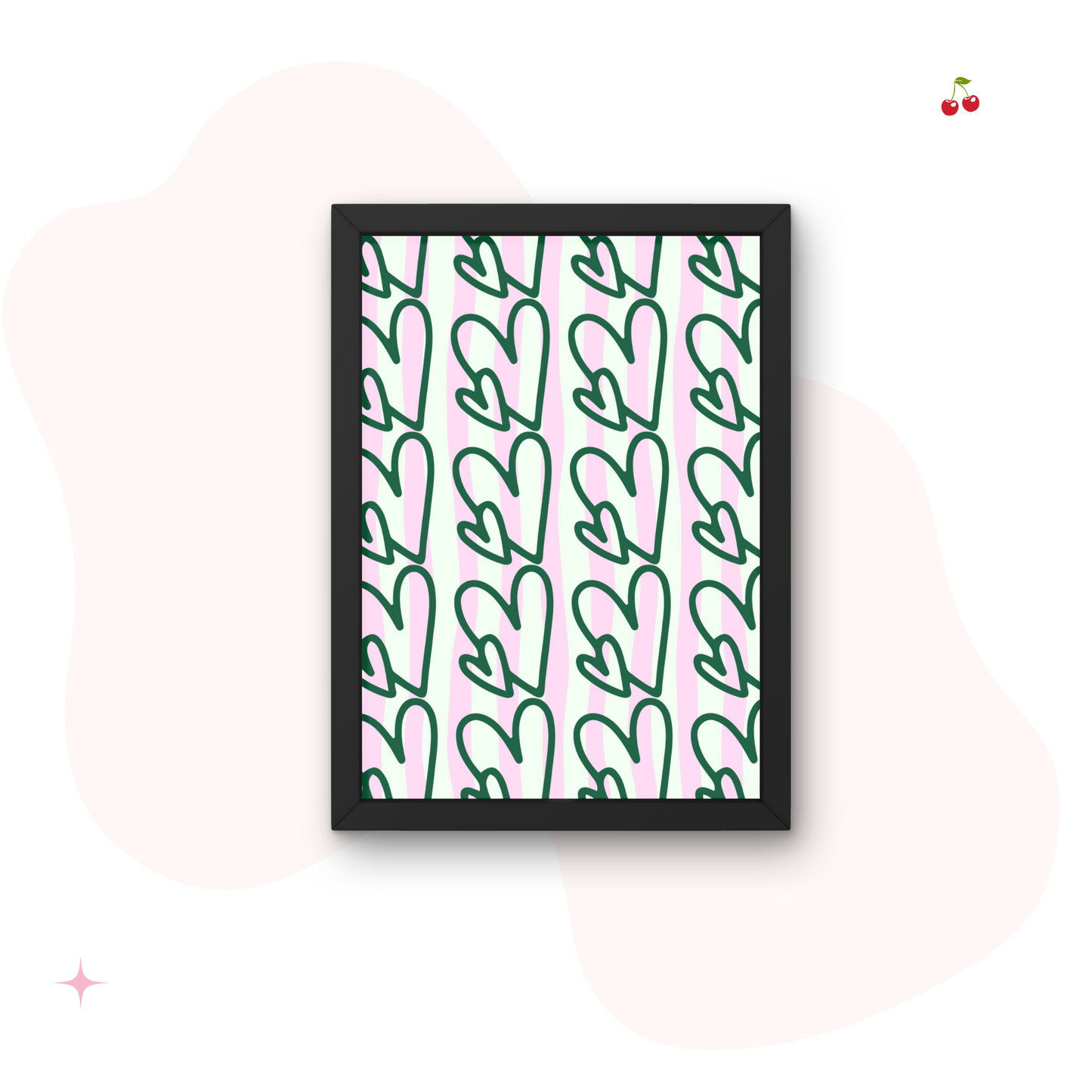 Striped Hearts Preppy Wall Print