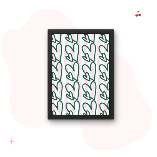 Striped Hearts Preppy Wall Print