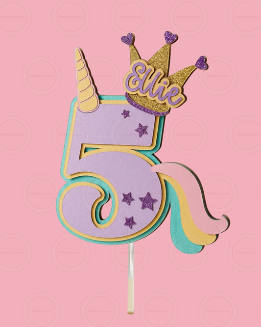 Unicorn Number/Custom Name Cake Topper